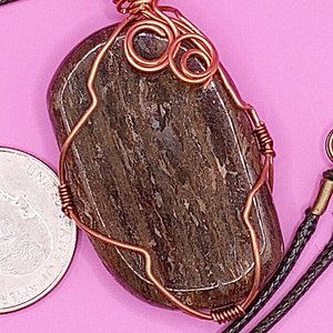 Hand-wrapped Petrified Wood Pendant Necklace